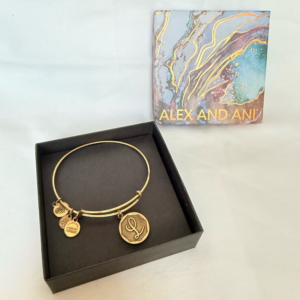 Alex and Ani Gold Bangle with Charms